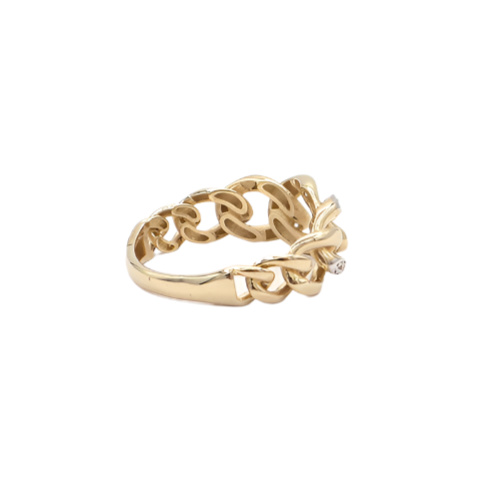 Miami Cuban Chain Ring-10K Yellow Gold-WhiteGold Diamond Cut | STF DIAMONDS