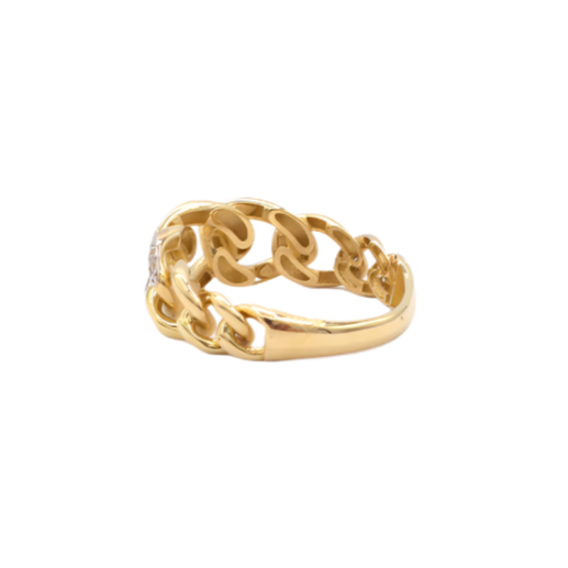 Miami Cuban Chain Ring-10K Yellow Gold-WhiteGold Diamond Cut | STF DIAMONDS