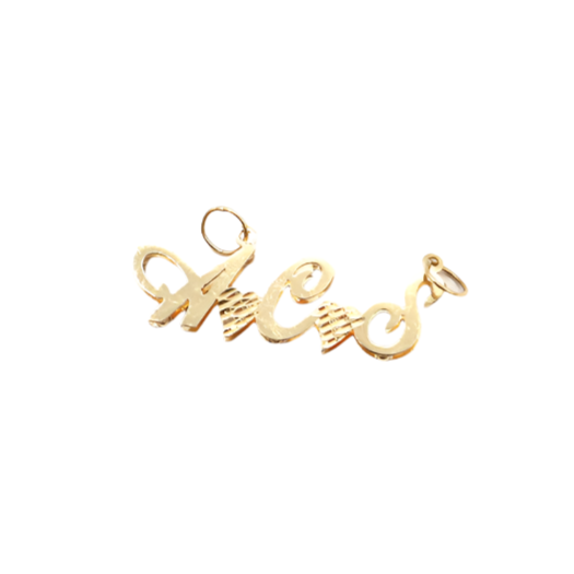 Style 'Aco' - Double Name Plate Charm-10K Yellow Gold - STF DIAMONDS JEWELRY