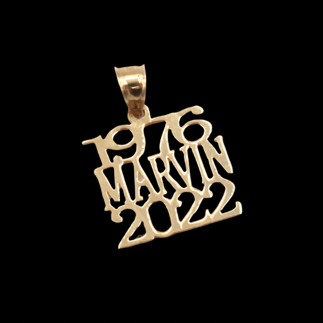 Style 'Marvin 2022' Single Name Plate Charm-Polished 10K Yellow Gold | STF DIAMONDS JEWELRY