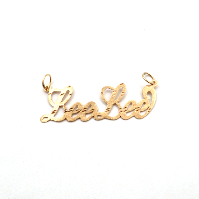 Style 'BeeBee' Single Name Plate Charm-Diamond Cut 10K Yellow Gold | STF DIAMONDS JEWELRY