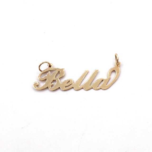 Style 'Bella' Single Name Plate Charm-Polished 10K Yellow Gold | STF DIAMONDS JEWELRY