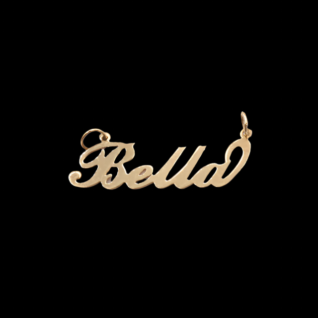 Style 'Bella' Single Name Plate Charm-Polished 10K Yellow Gold | STF DIAMONDS JEWELRY