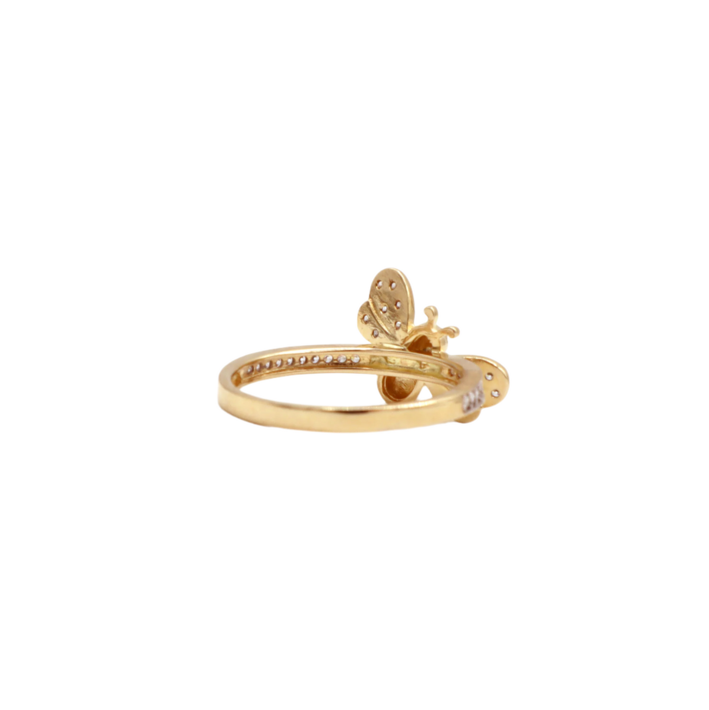 BEE CZ wings Women's Statement Ring-10K Yellow Gold-CZ Cubic Zirconia | STF DIAMONDS JEWELRY