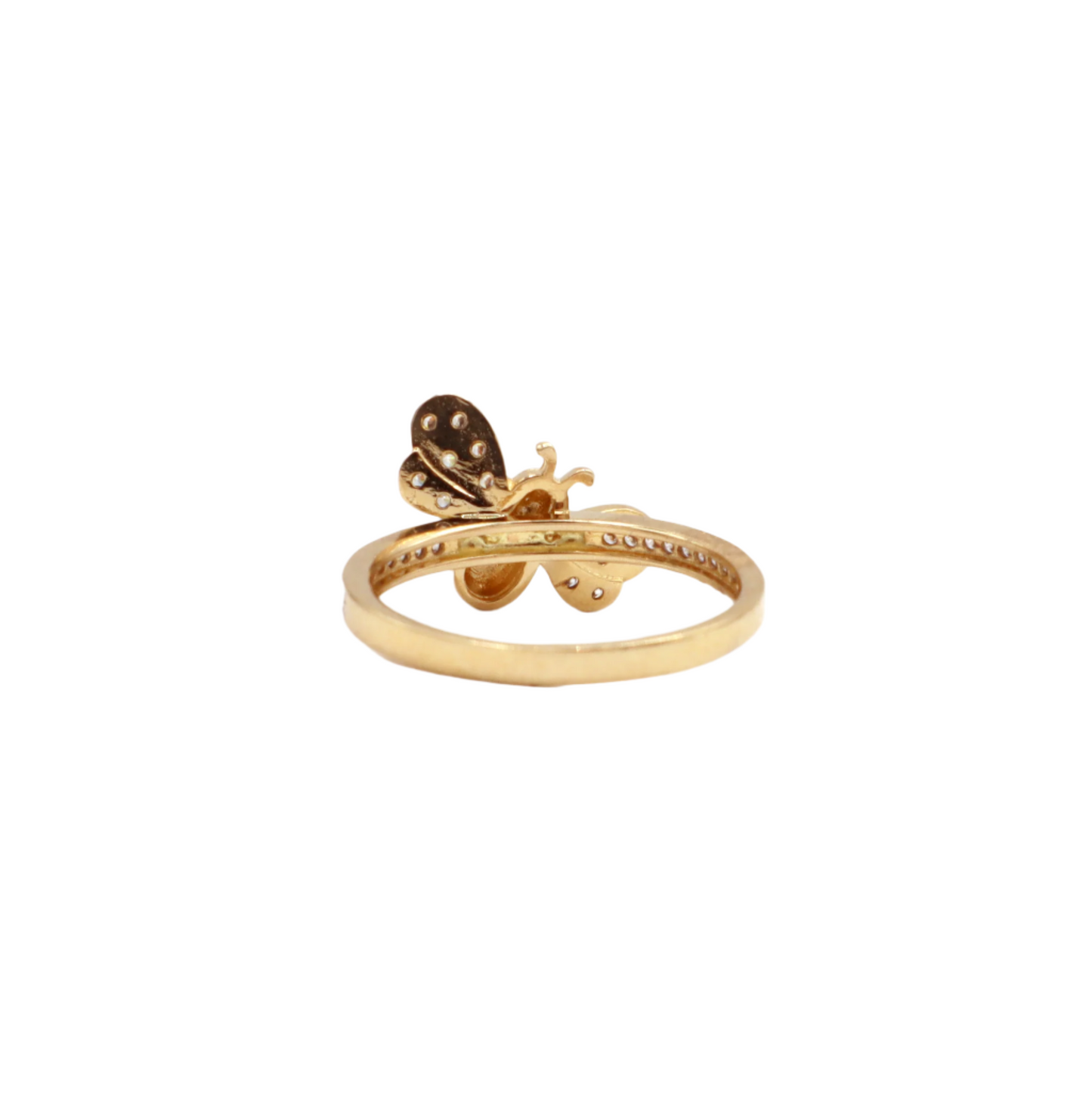 BEE CZ wings Women's Statement Ring-10K Yellow Gold-CZ Cubic Zirconia | STF DIAMONDS JEWELRY