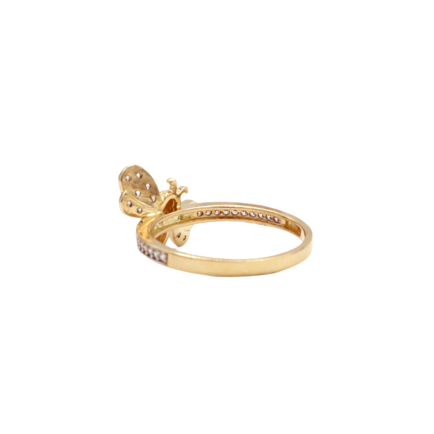 BEE CZ wings Women's Statement Ring-10K Yellow Gold-CZ Cubic Zirconia | STF DIAMONDS JEWELRY