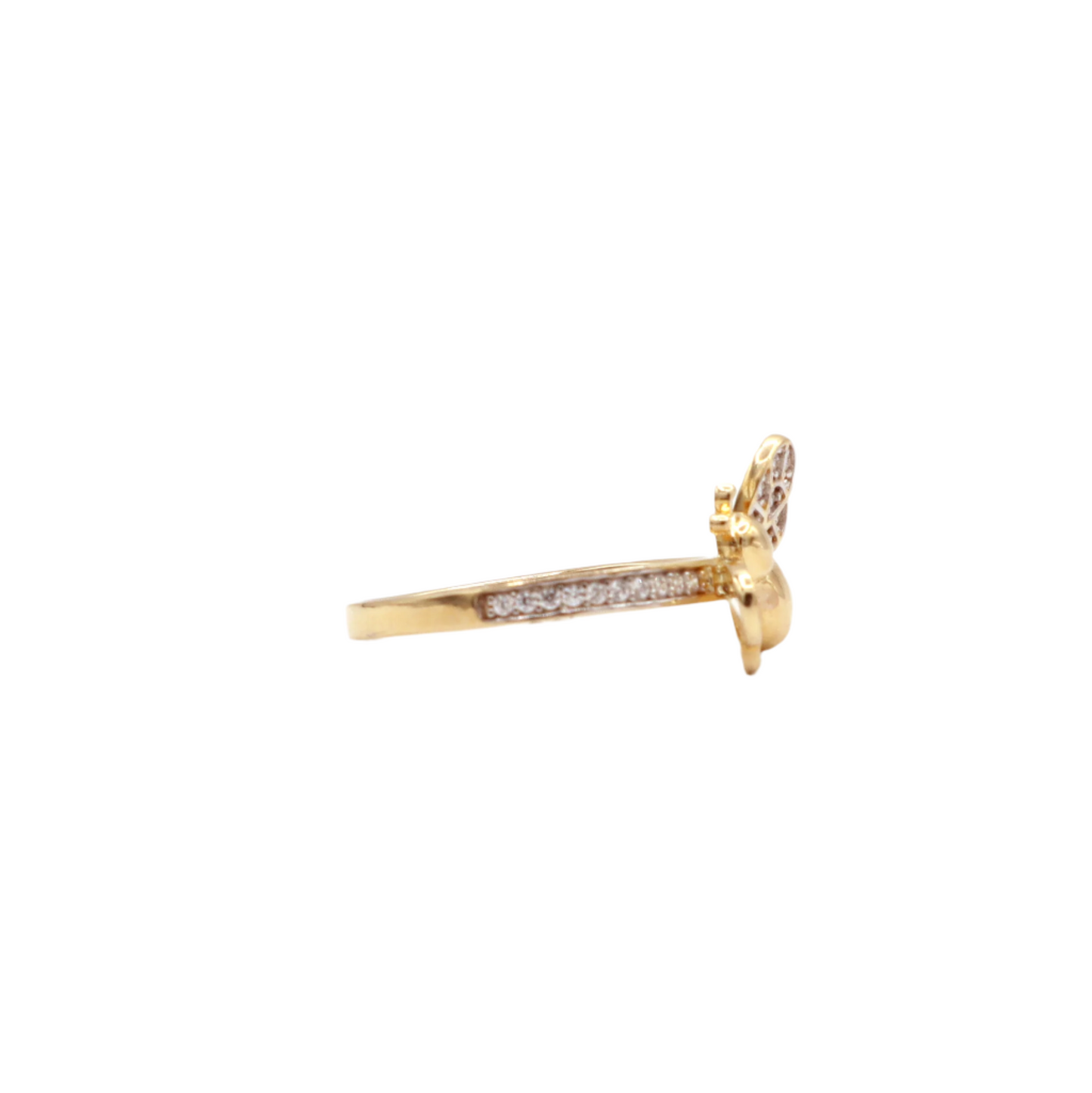 BEE CZ wings Women's Statement Ring-10K Yellow Gold-CZ Cubic Zirconia | STF DIAMONDS JEWELRY