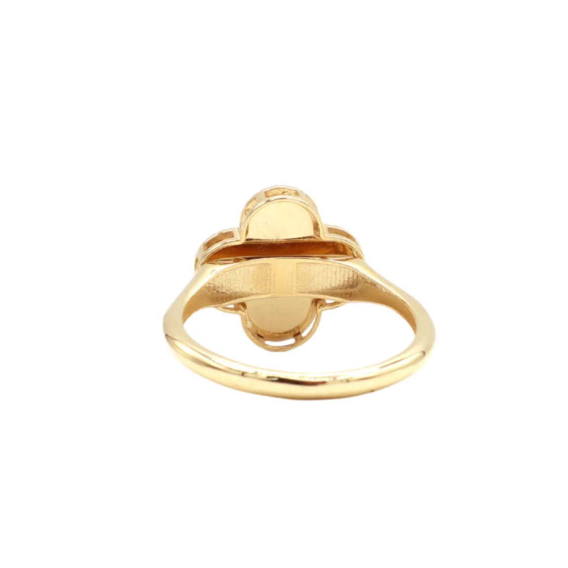 Four Leaf Clover Ring with CZ Cubic Zirconia Stones 10K Real Yellow Gold - STF DIAMONDS