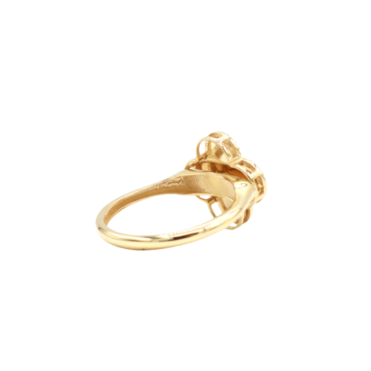 Four Leaf Clover Ring with CZ Cubic Zirconia Stones 10K Real Yellow Gold - STF DIAMONDS