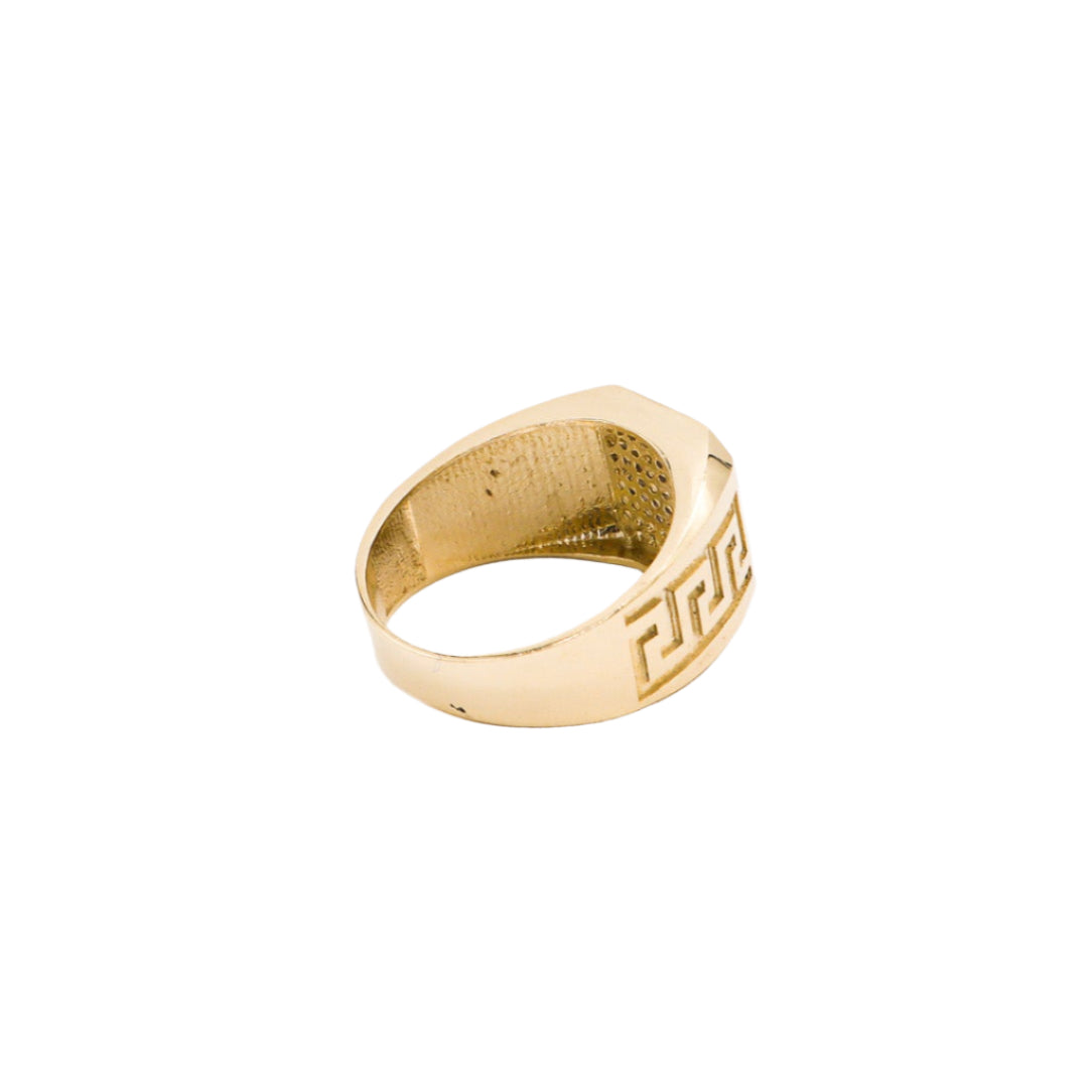 Octagon CZ Greek Baroque design Ring 10K Yellow Gold Cubic Zirconia - STF DIAMONDS