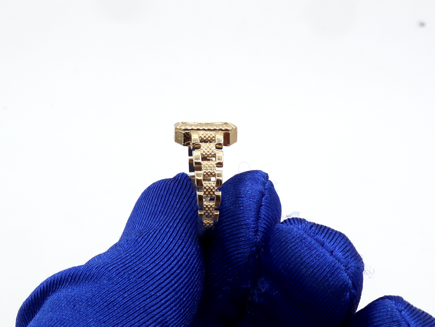 ROLX Band Square Initial Letter Ring-Real 10K Yellow Gold | STF DIAMONDS