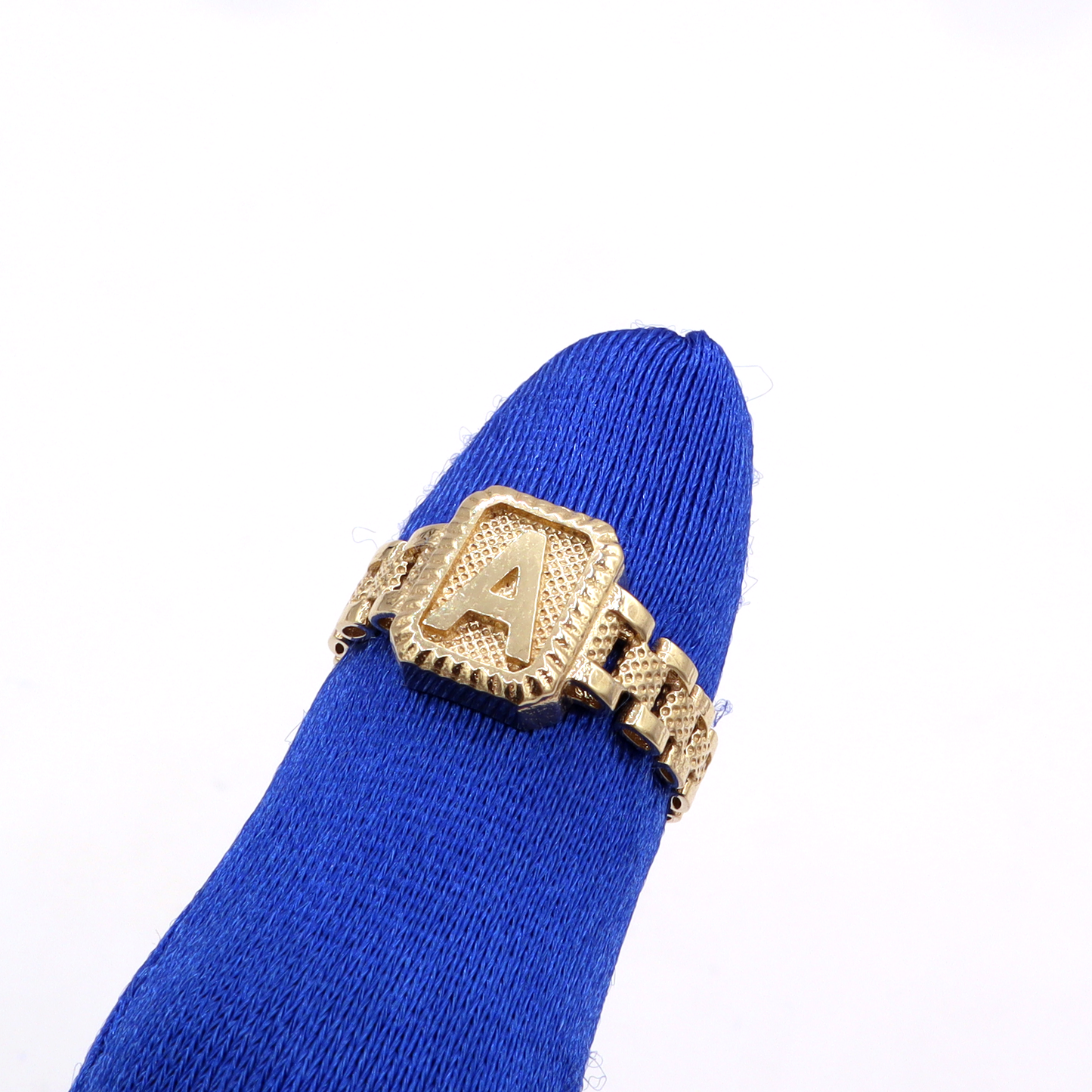 ROLX Band Square Initial Letter Ring-Real 10K Yellow Gold | STF DIAMONDS