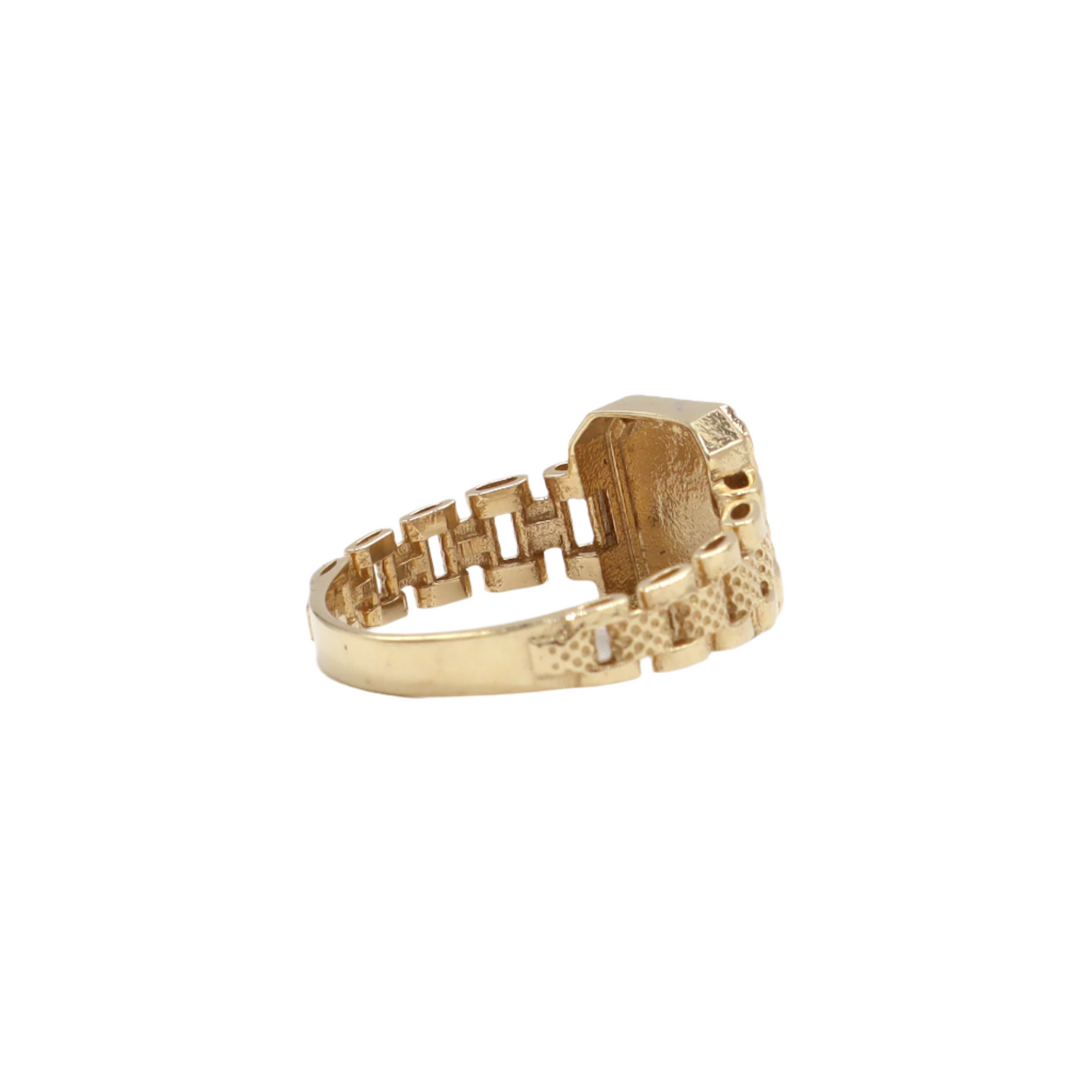 ROLX Band Square Initial Letter Ring-Real 10K Yellow Gold | STF DIAMONDS