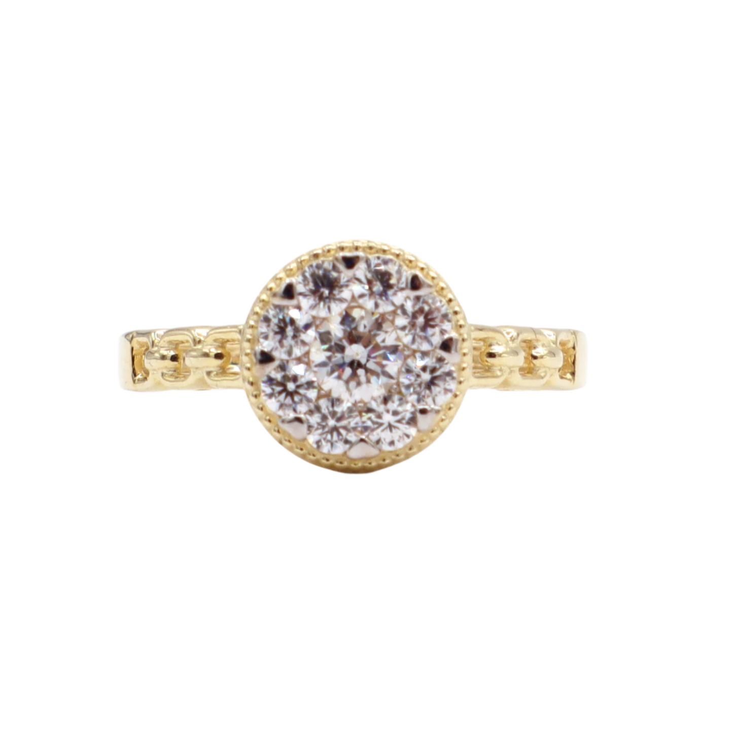 Round Cut CZ Layer Love Band Women's Engagement Ring-10K Yellow Gold-Cubic Zirconia | STF DIAMONDS JEWELRY