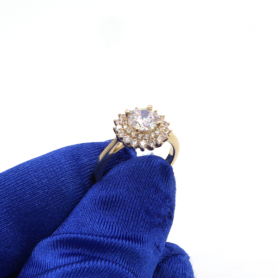 Round Cut Snow Flower CZ Women's Engagement Ring - Solid 10K Yellow Gold-CZ Cubic Zirconia | STF DIAMONDS JEWELRY