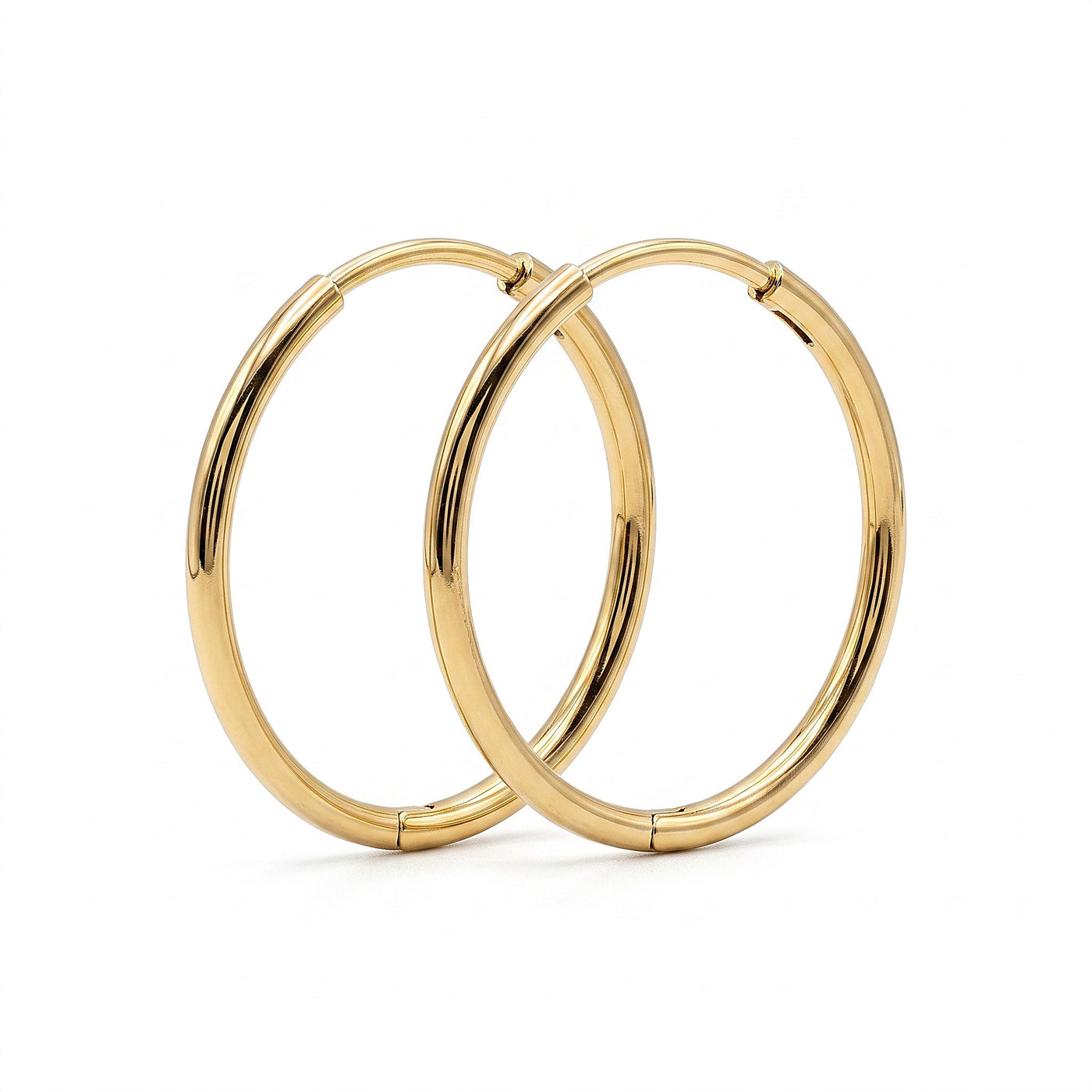 10K Solid Yellow Gold 1" Aria — Slim Polished Hoop Earrings 1 Inch