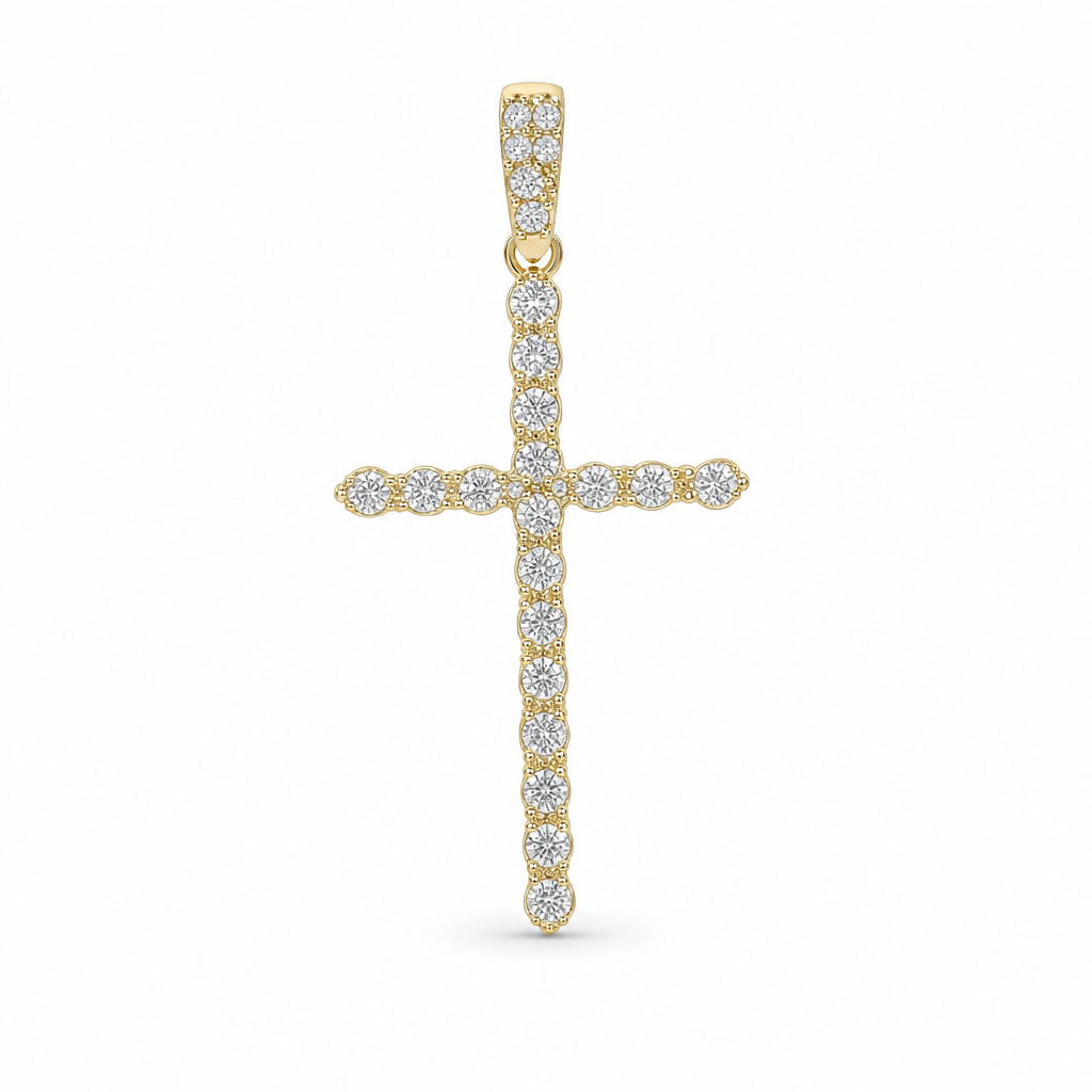 Diamond Cross Pendant in 10K Yellow Gold