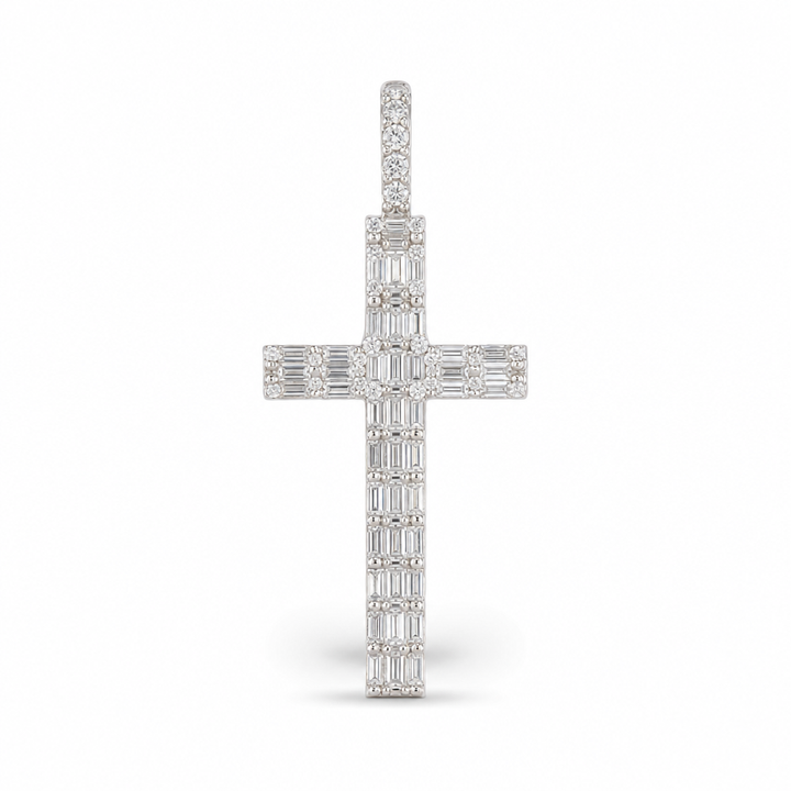 Lab Diamond Cross Pendant in 14K White Gold