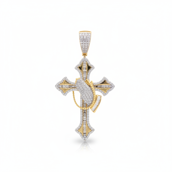 Diamond Religious Cross Pendant in 10K Yellow Gold