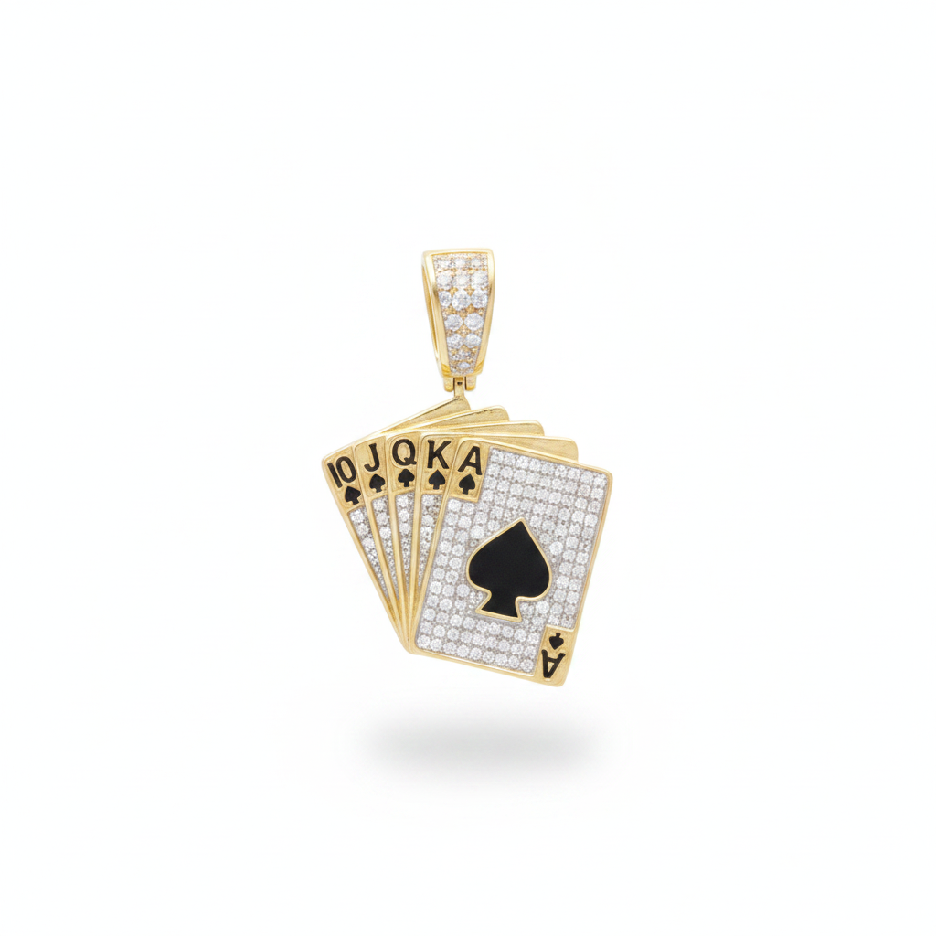 Diamond Royal Flush Pendant in 10K Yellow Gold
