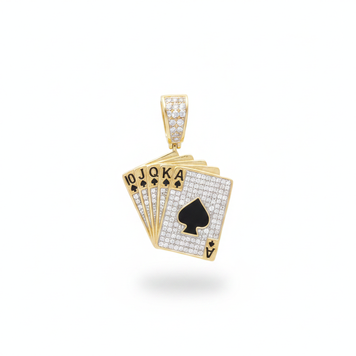Diamond Royal Flush Pendant in 10K Yellow Gold