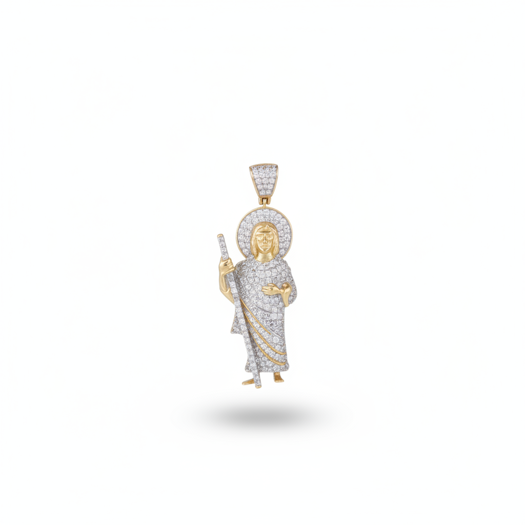 Diamond Standing Saint Pendant in 10K Yellow Gold