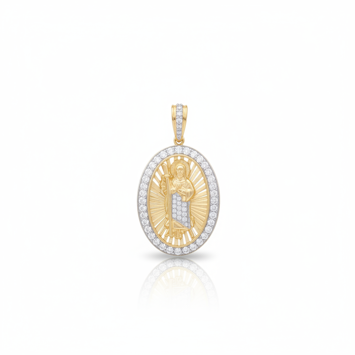 Diamond San Judas Medallion in 10K Yellow Gold