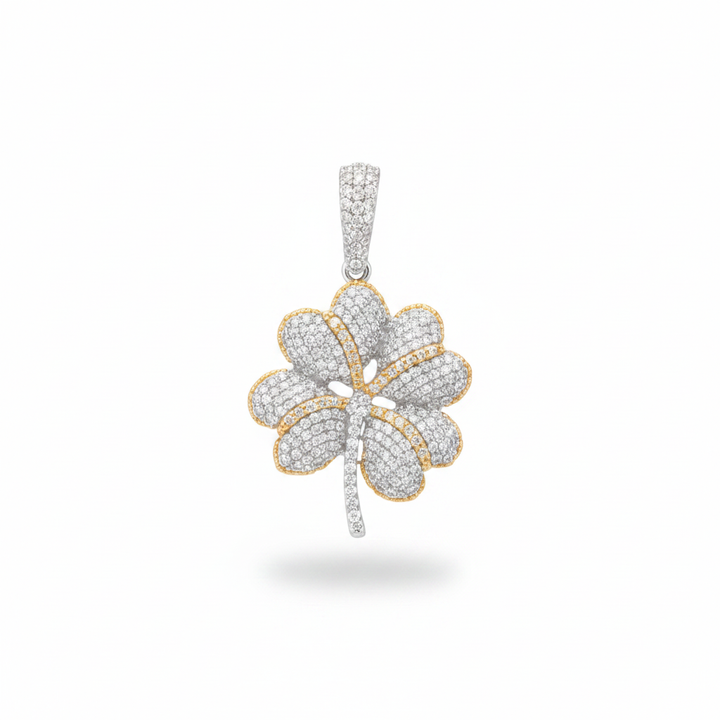 Diamond Flower Pendant in 14K White Gold