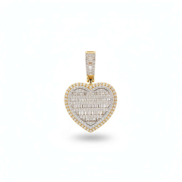 Diamond Baguette Heart Pendant in 10K Yellow Gold