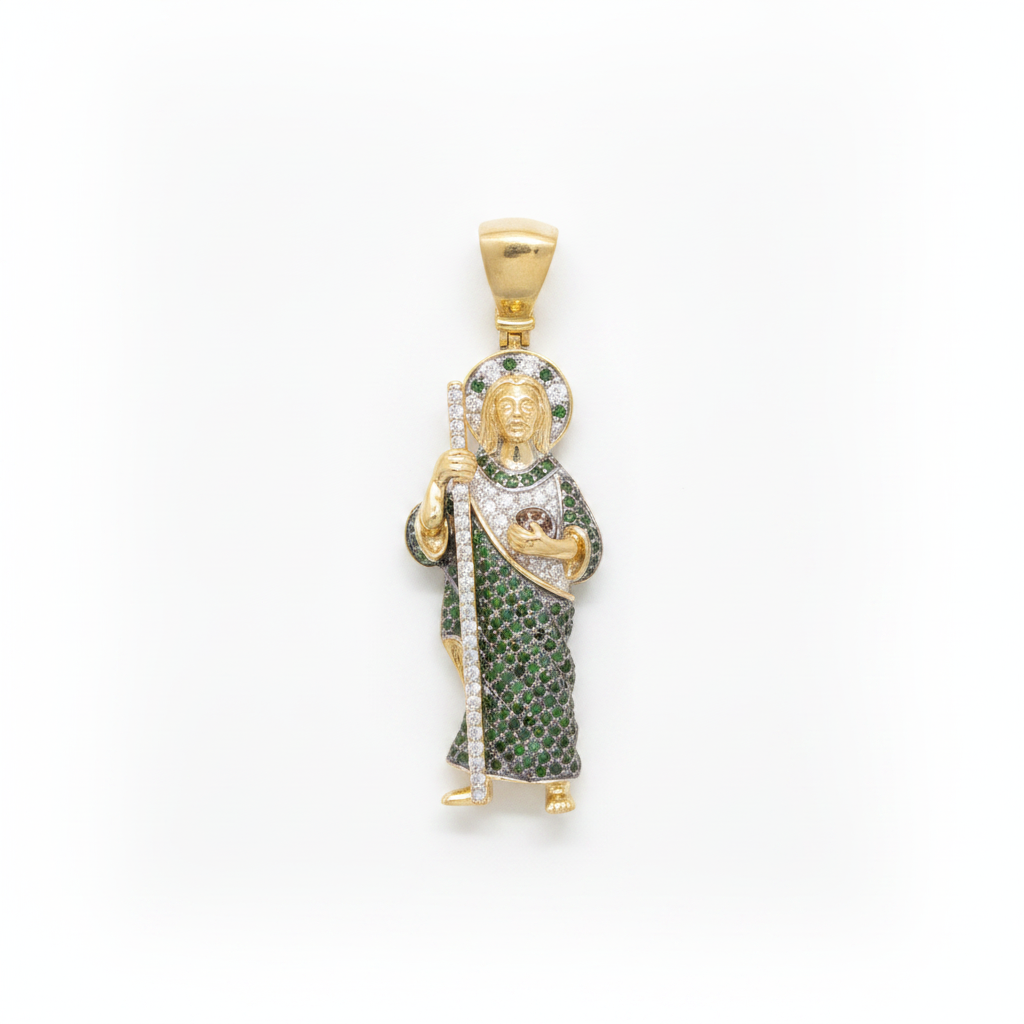Diamond San Judas Pendant in 10K Yellow Gold