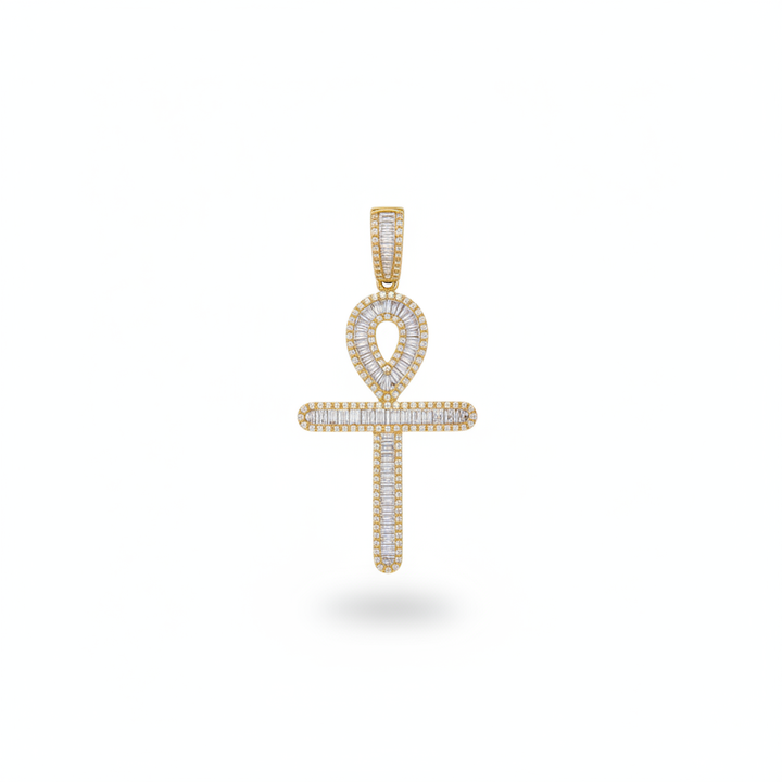 Diamond Ankh Cross Pendant in 10K Yellow Gold