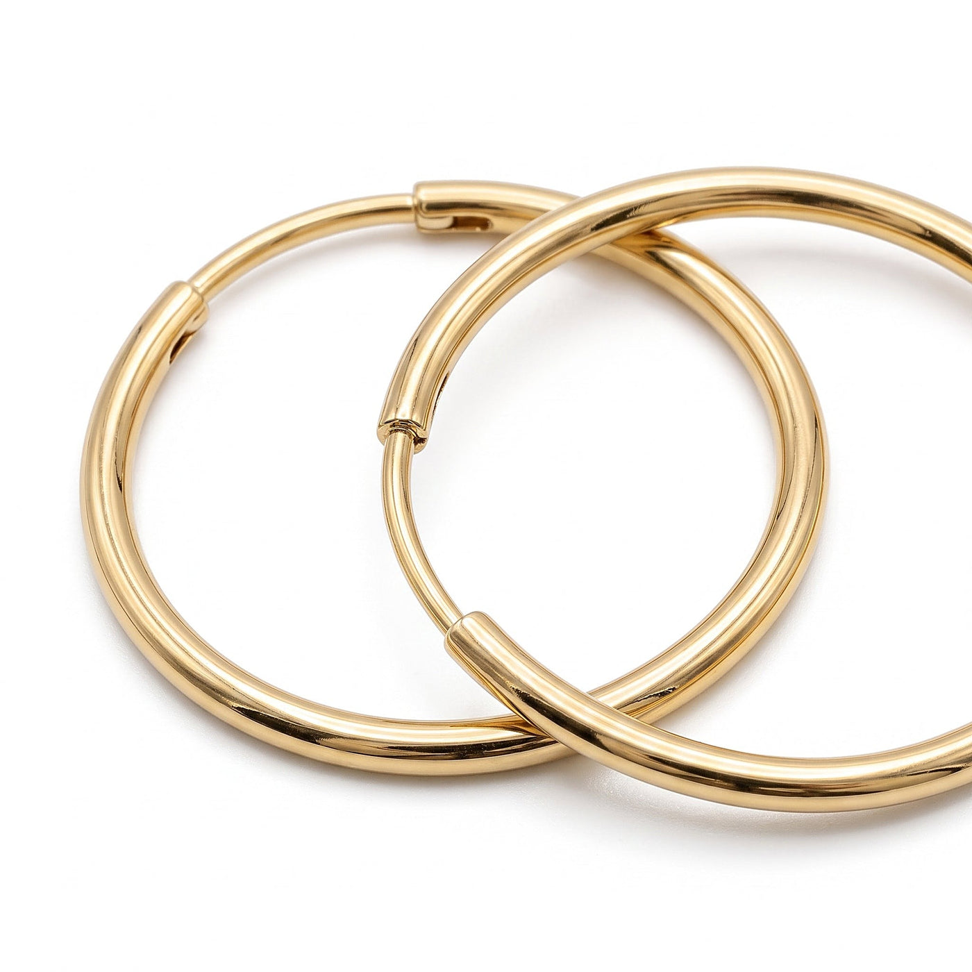 10K Solid Yellow Gold 1" Aria — Slim Polished Hoop Earrings 1 Inch