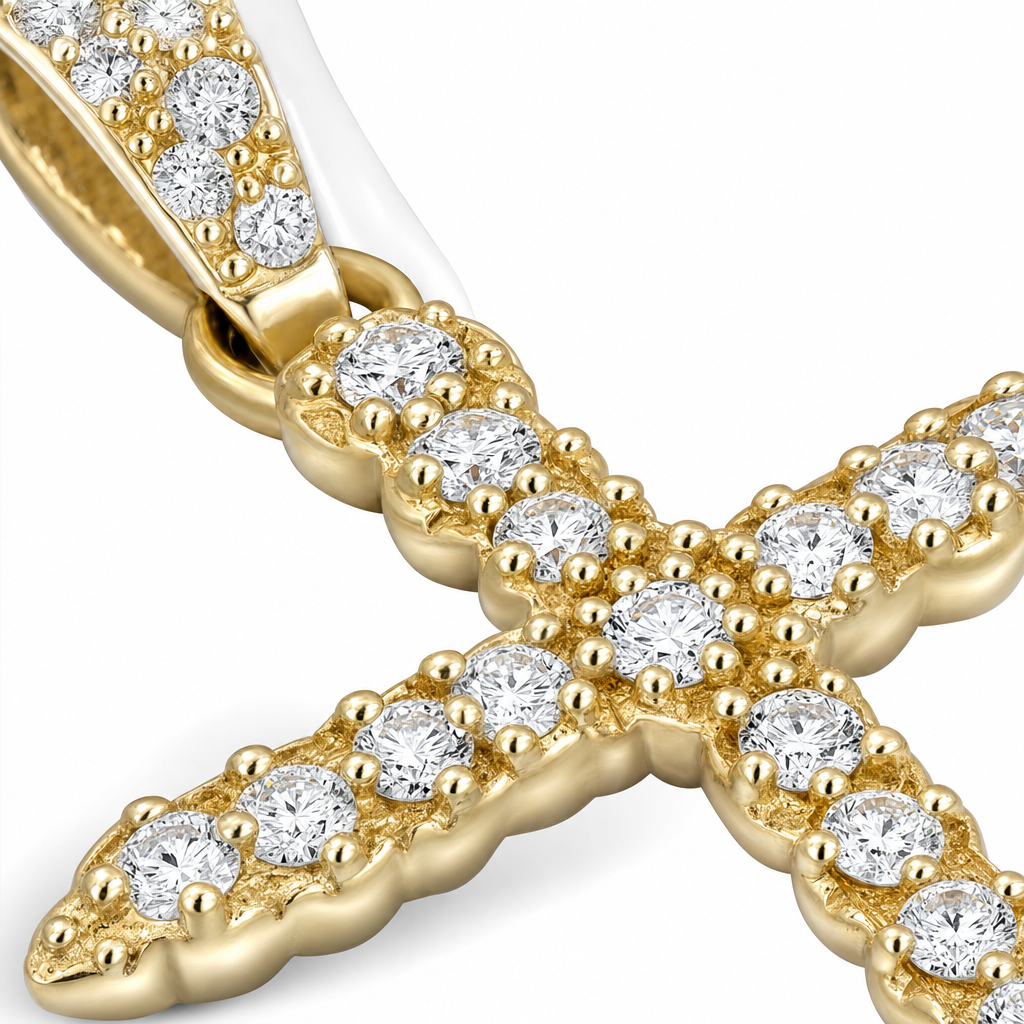 Diamond Cross Pendant in 10K Yellow Gold