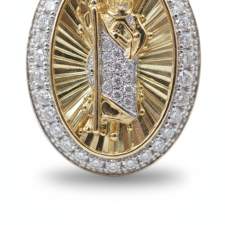 Diamond San Judas Medallion in 10K Yellow Gold