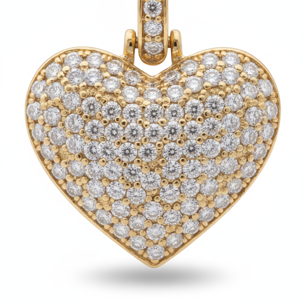Diamond Heart Pendant in 10K Yellow Gold