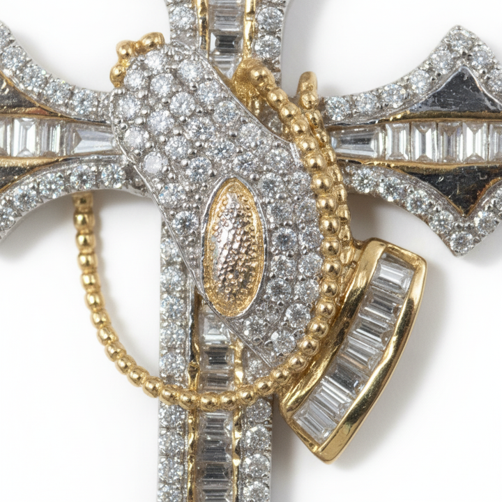 Diamond Religious Cross Pendant in 10K Yellow Gold