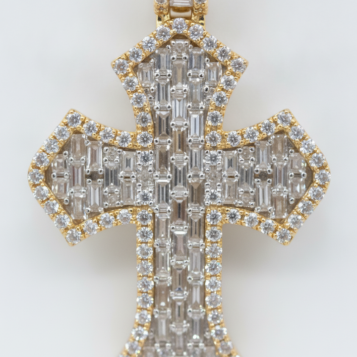 Double Diamond Cross Pendant in 10K Yellow Gold
