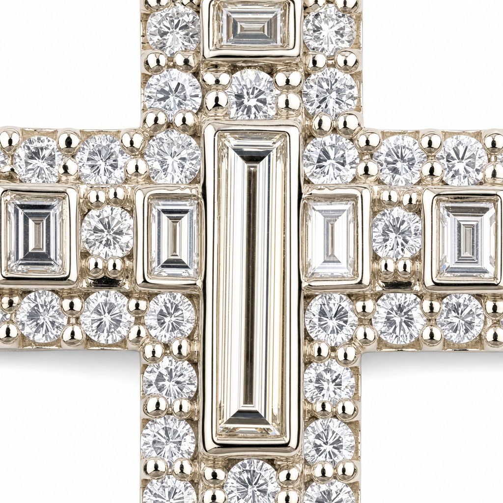 Lab Diamond Cross Pendant in 14K White Gold