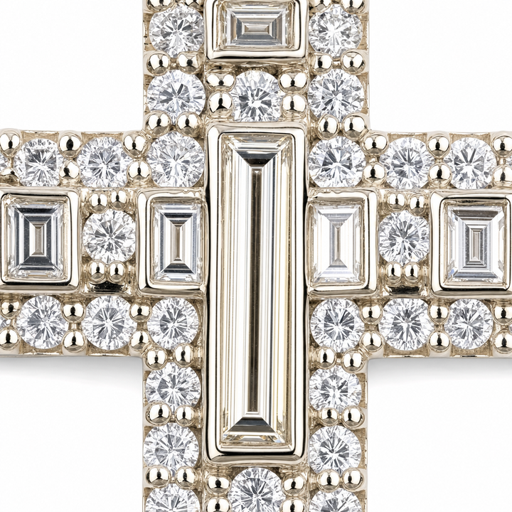 Lab Diamond Cross Pendant in 14K White Gold