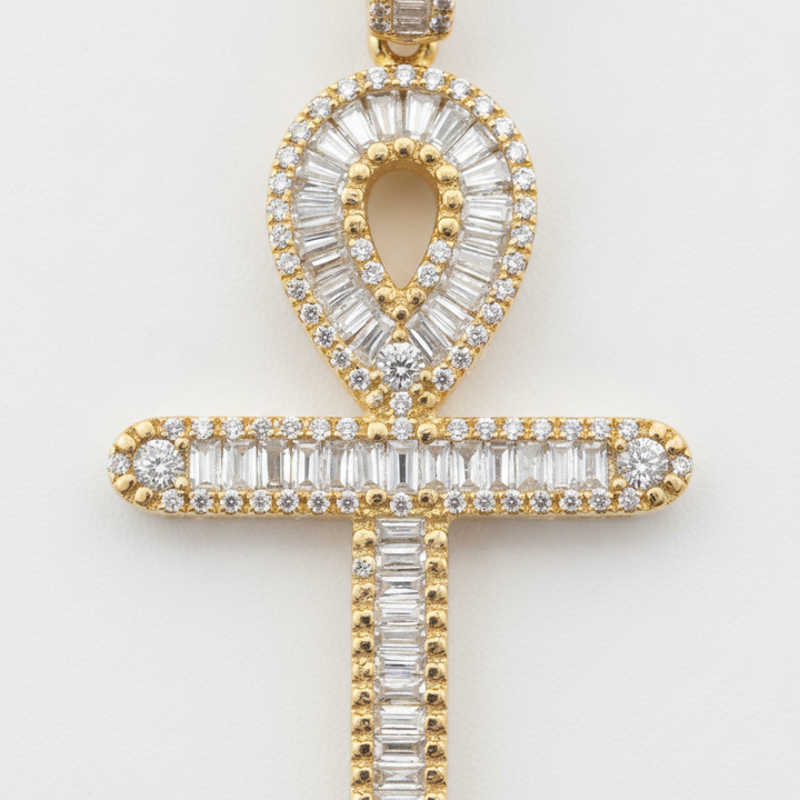 Diamond Ankh Cross Pendant in 10K Yellow Gold