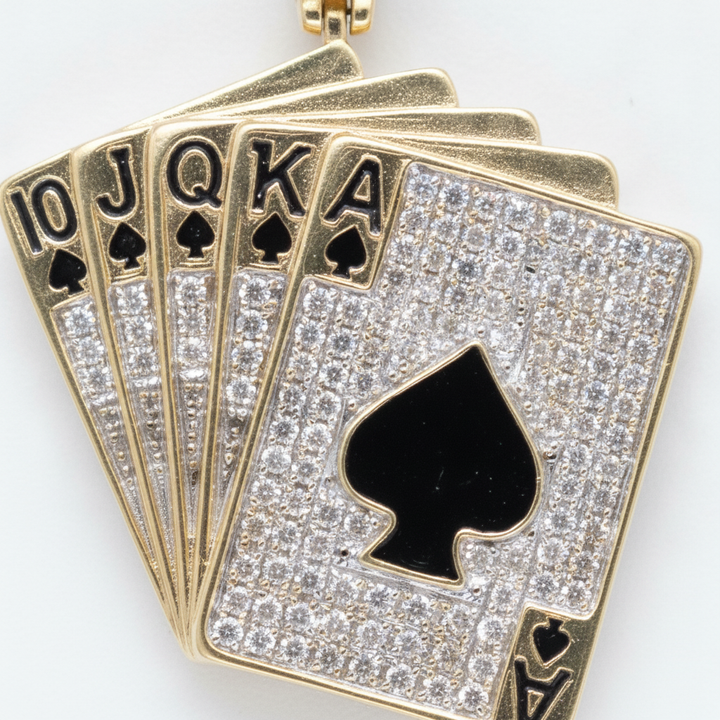 Diamond Royal Flush Pendant in 10K Yellow Gold