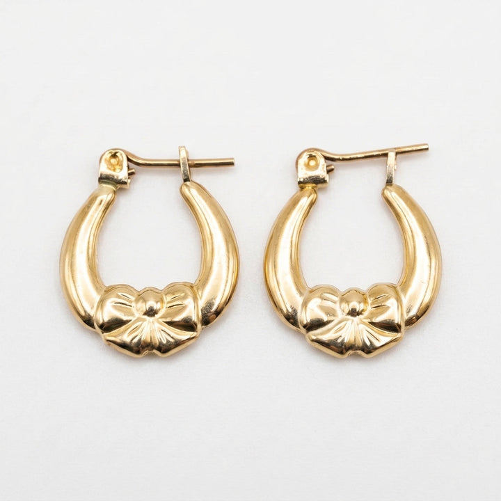 Coquette — Bow Hoop Earrings 0.5", 10K Yellow Gold