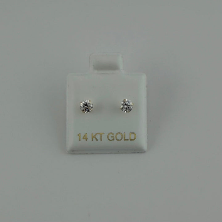 14K Yellow Gold Round Cut Studs (4mm)