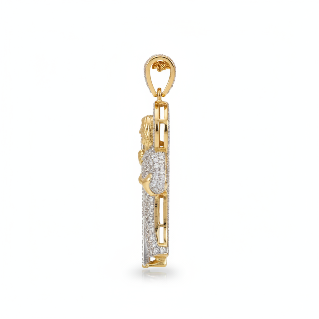 Diamond Standing Saint Pendant in 10K Yellow Gold