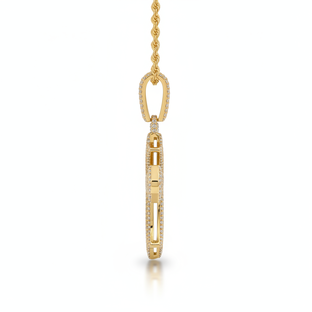 Layered Diamond Cross Pendant in 10K Yellow Gold