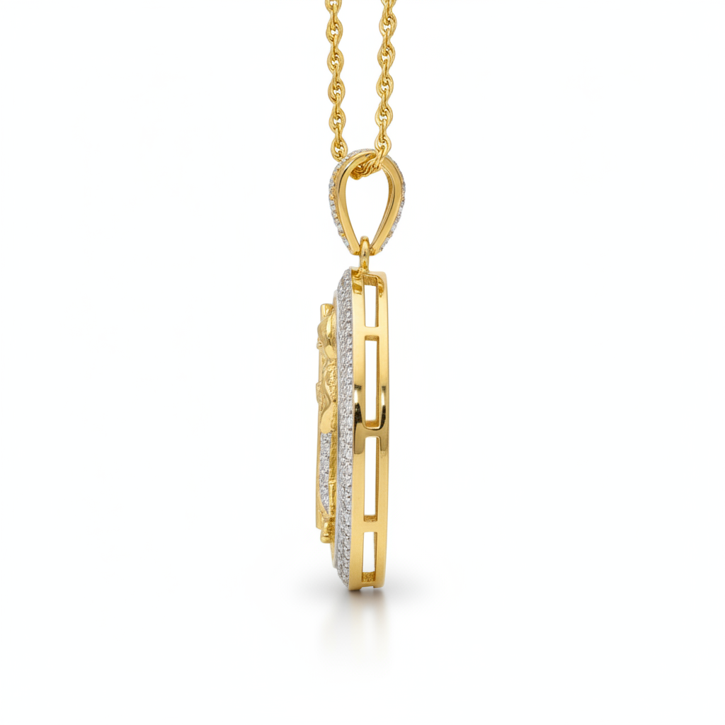 Diamond San Judas Medallion in 10K Yellow Gold