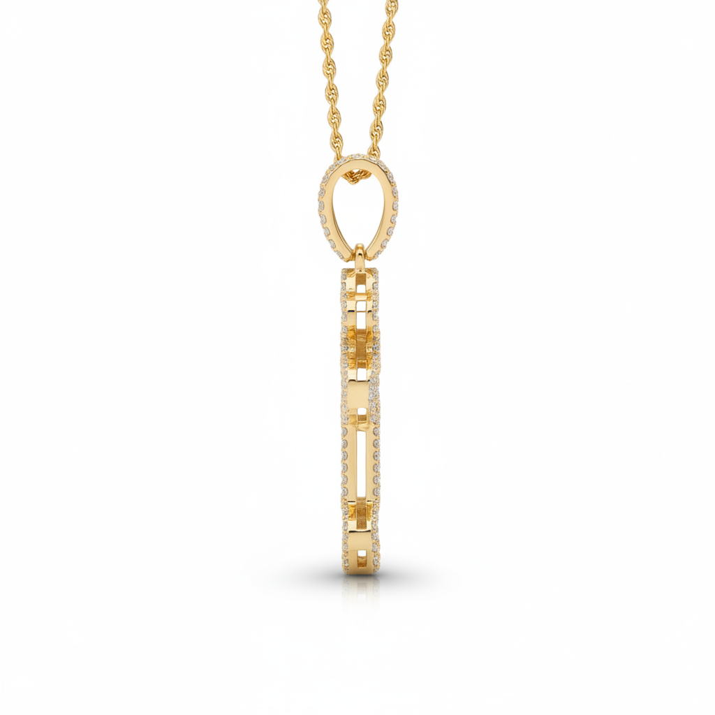 Diamond Fleur Cross Pendant in 10K Yellow Gold