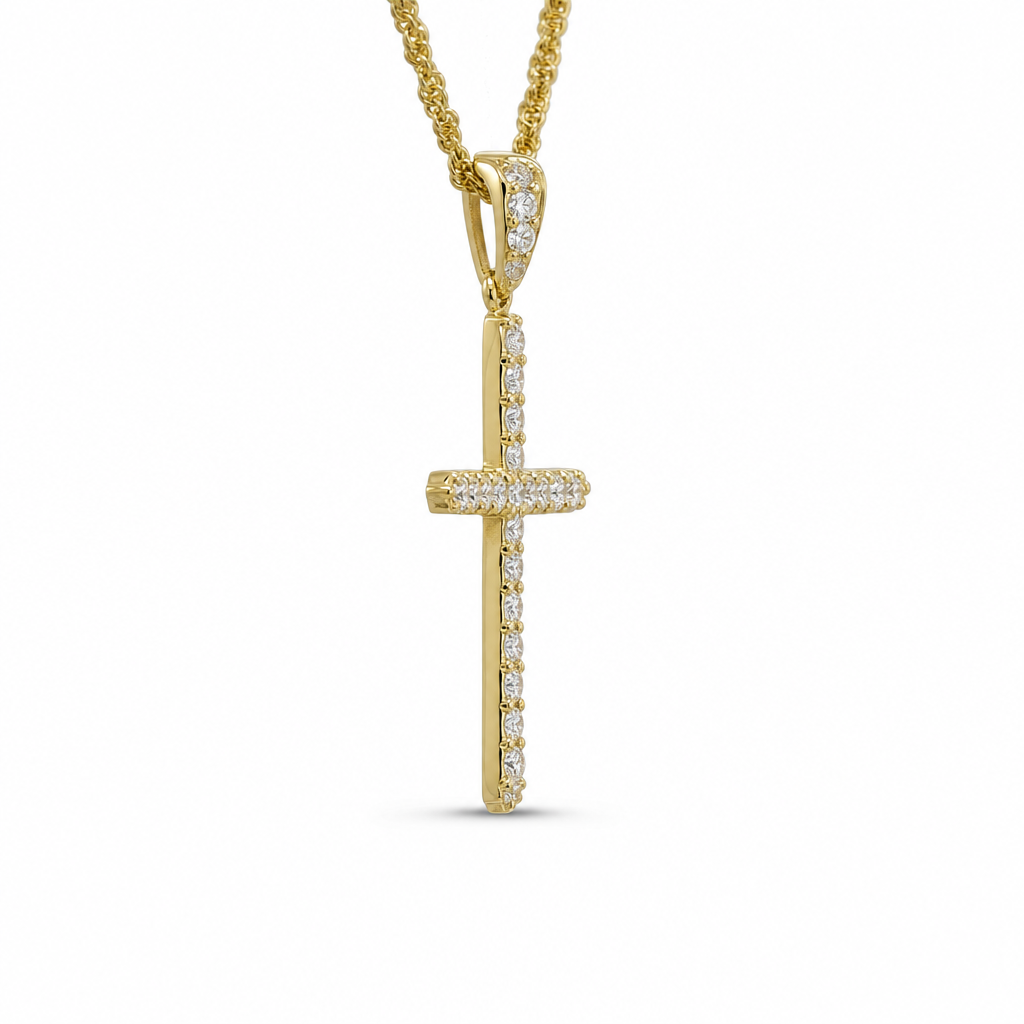 Diamond Cross Pendant in 10K Yellow Gold