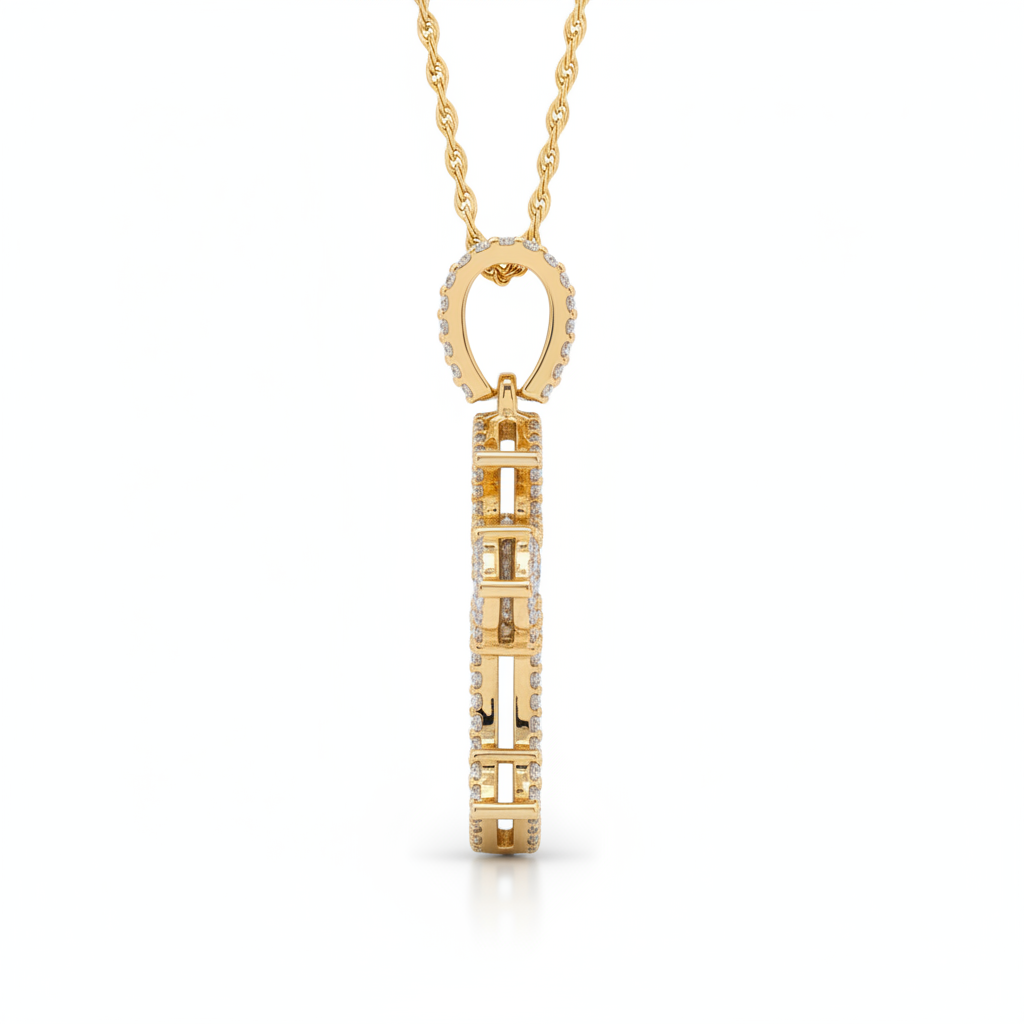 Double Diamond Cross Pendant in 10K Yellow Gold
