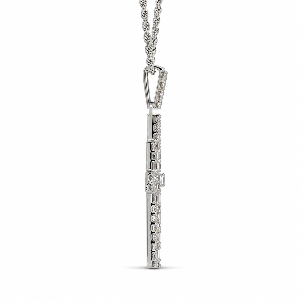 Lab Diamond Cross Pendant in 14K White Gold